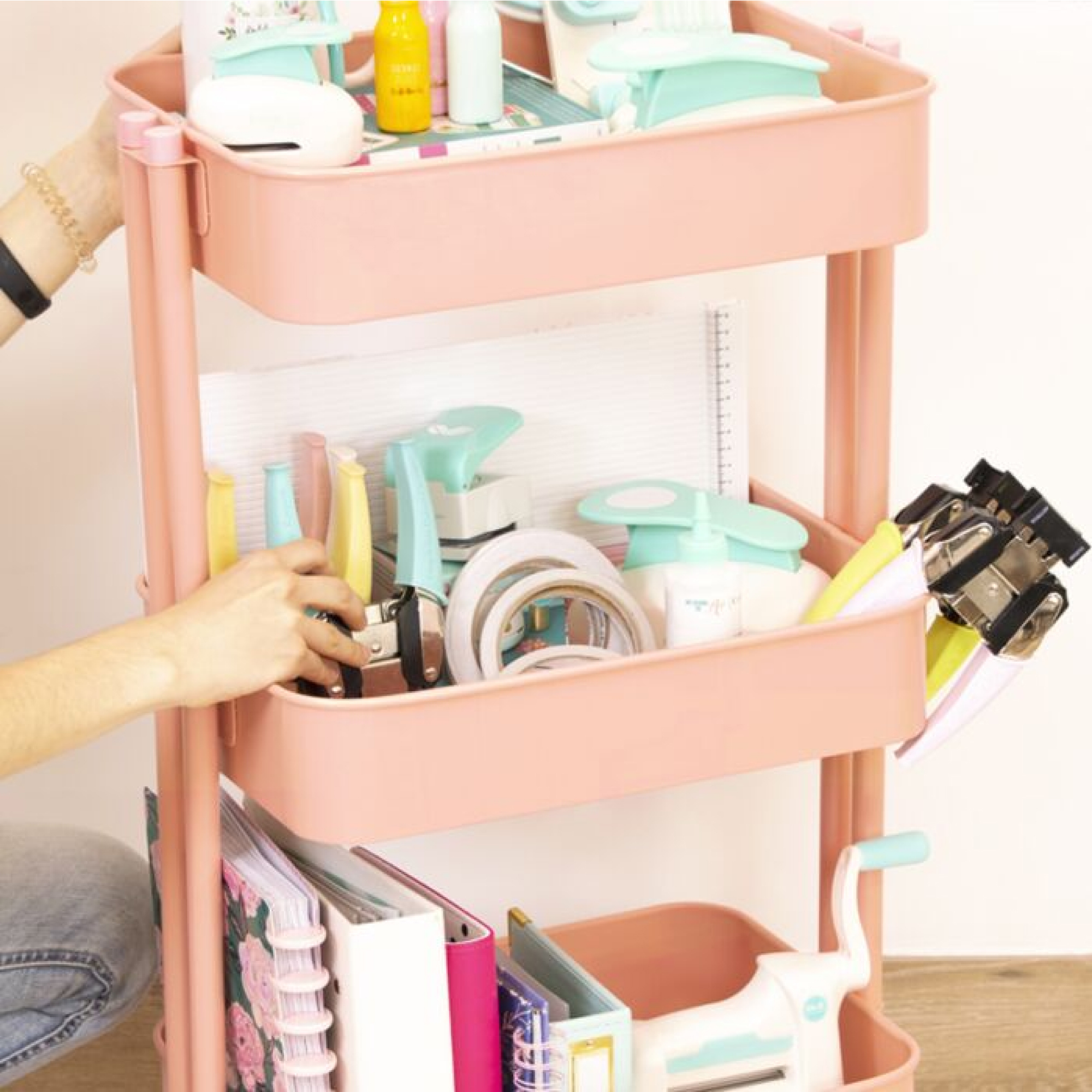 Carrito Multifuncional Organizador Rosa 