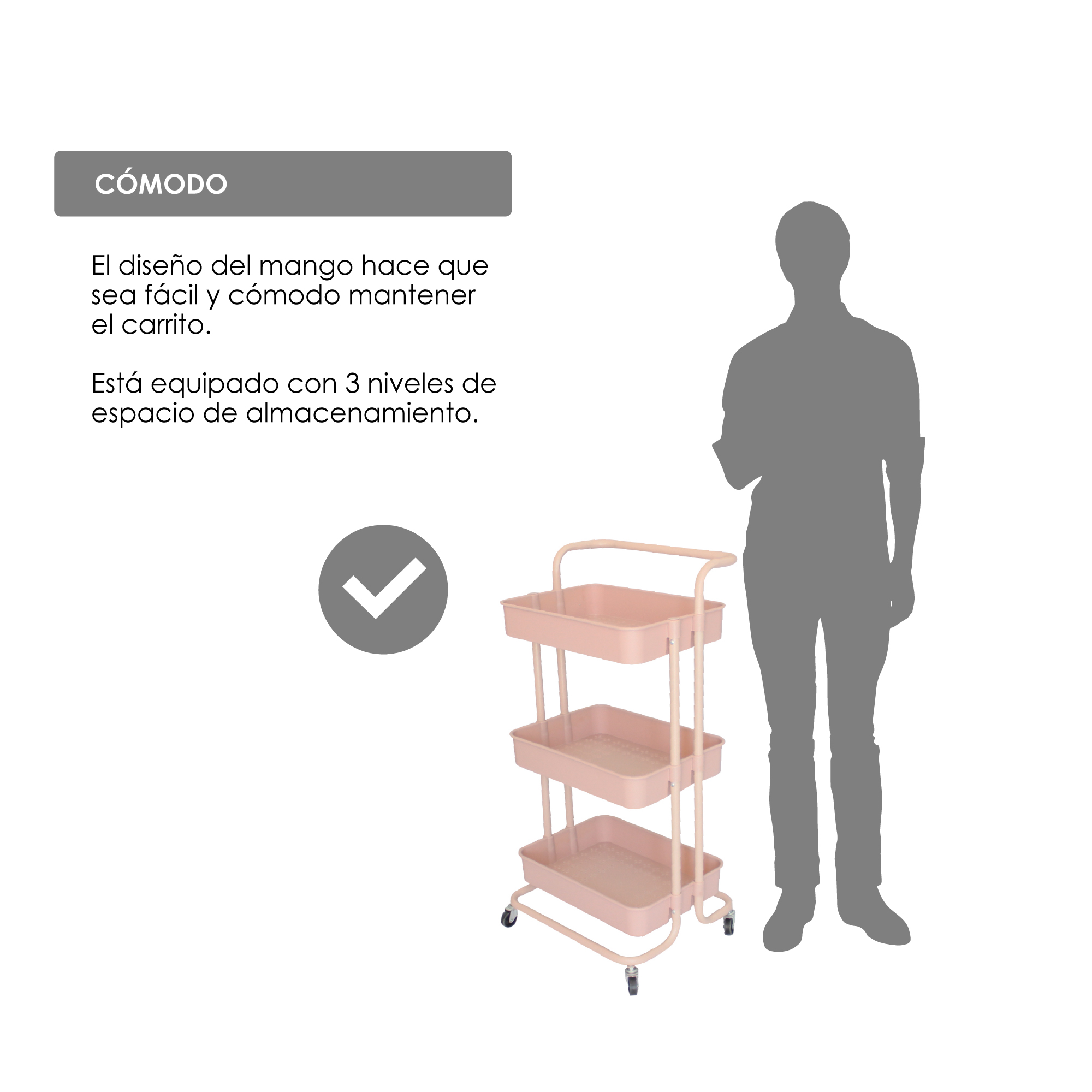 Carrito Multifuncional Organizador Rosa 