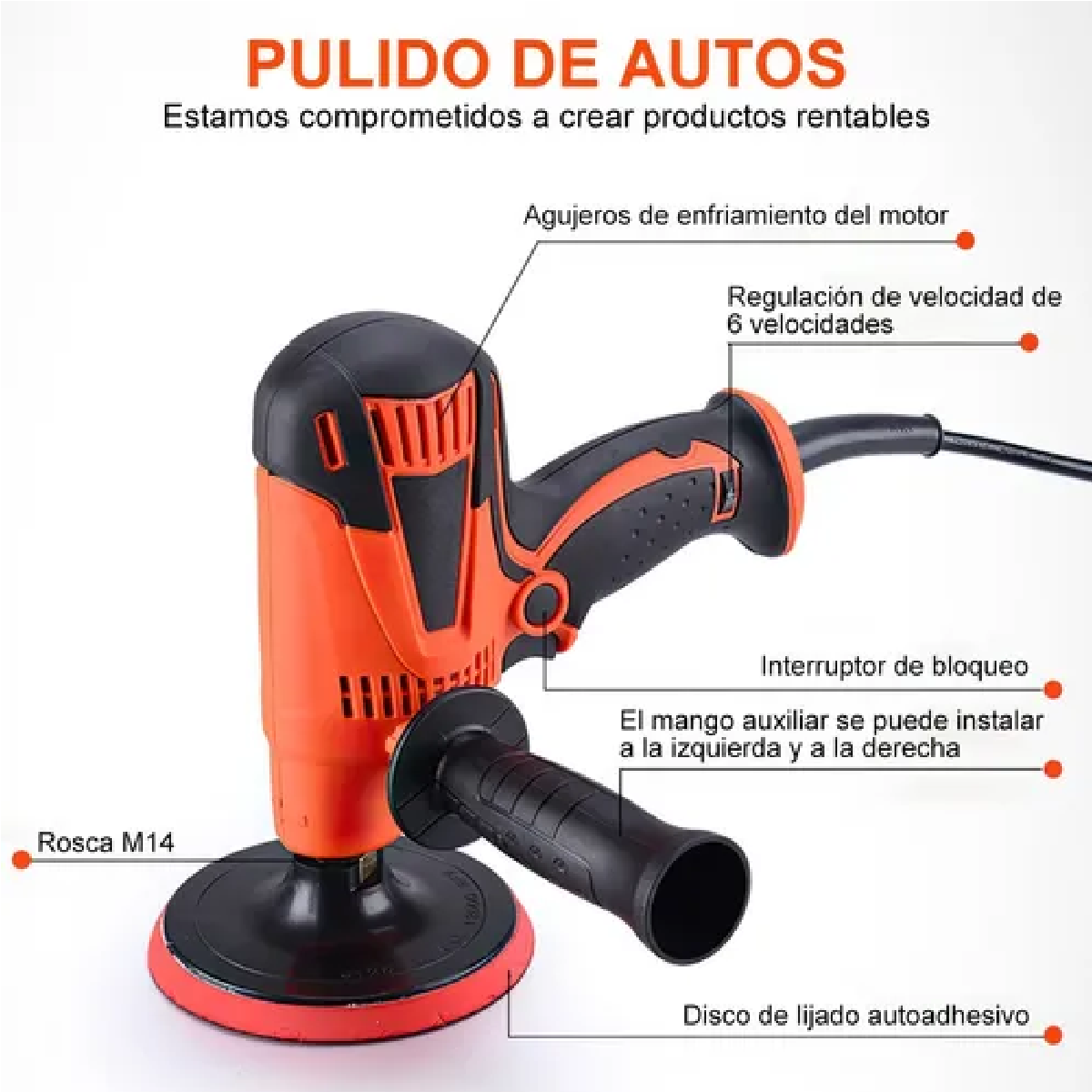 Pulidora Automotriz Para Autos Pulido Lijado Con 6 Ajustes