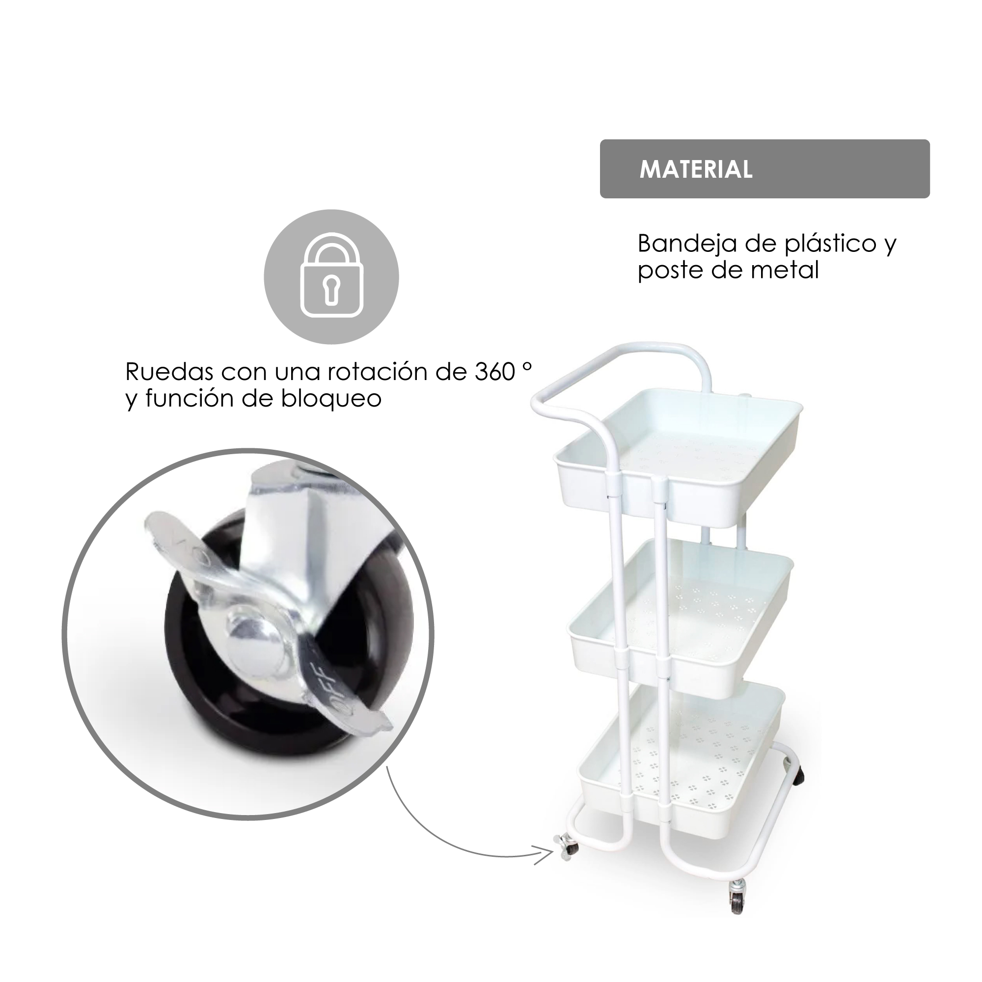 Carrito Multifuncional Organizador Blanco