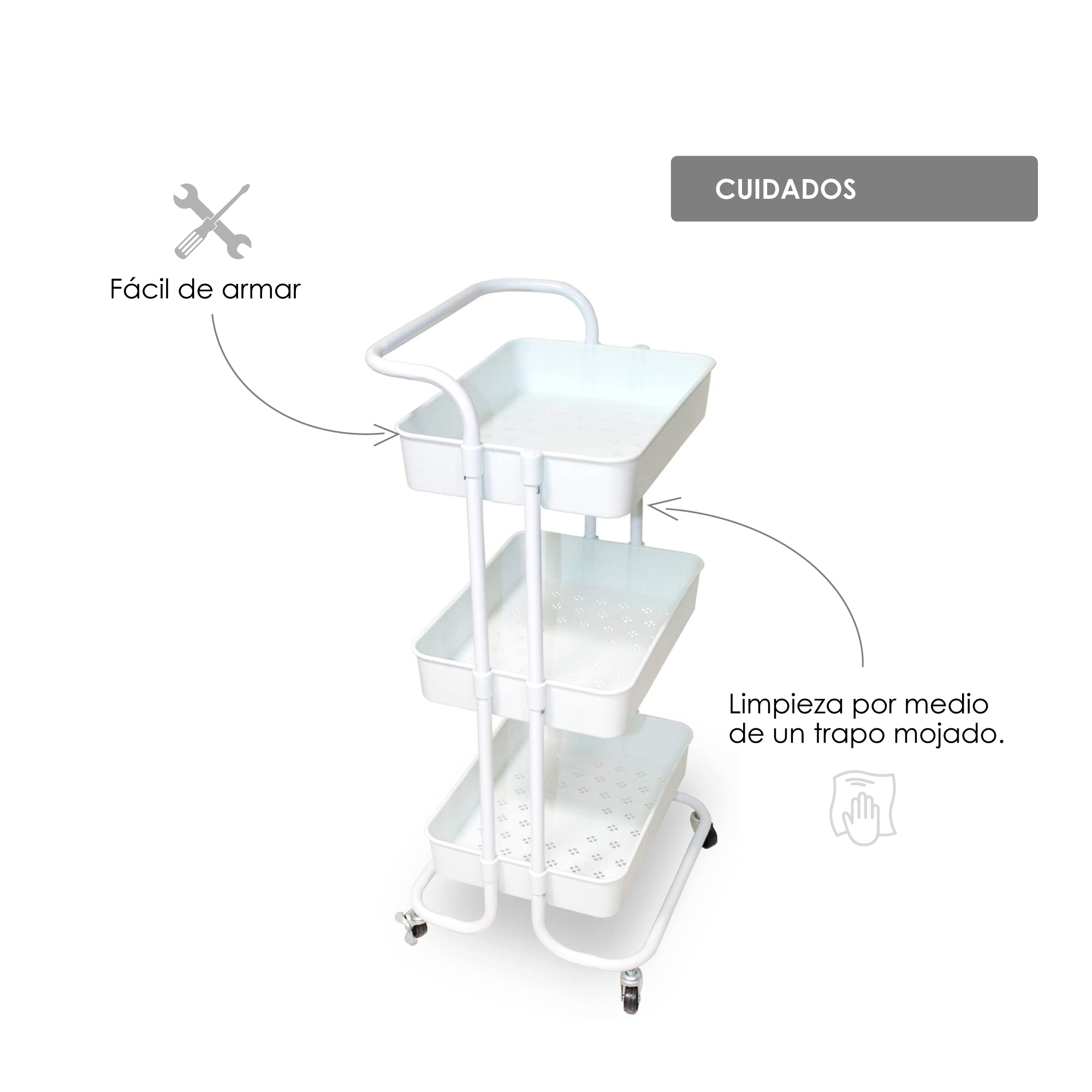 Carrito Multifuncional Organizador Blanco