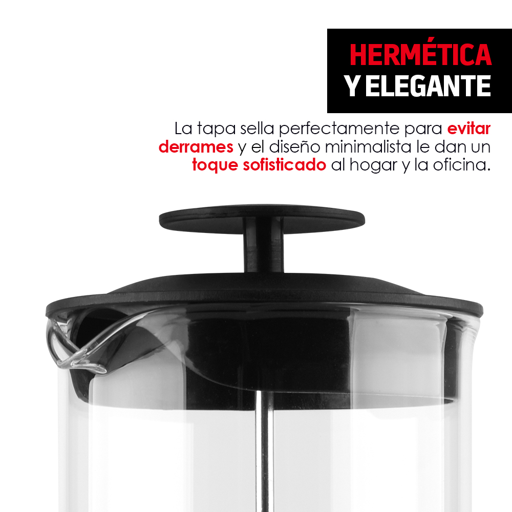 Prensa Francesa de Vidrio Para Café y Té 1 Litro Redlemon 