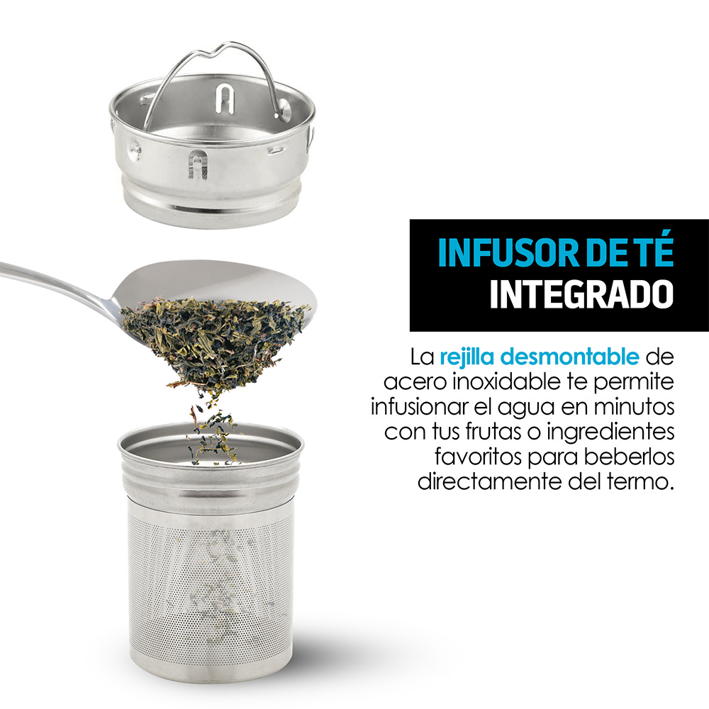Termo Vaso Termico Infusor de Té Acero Inox 550 ml Redlemon