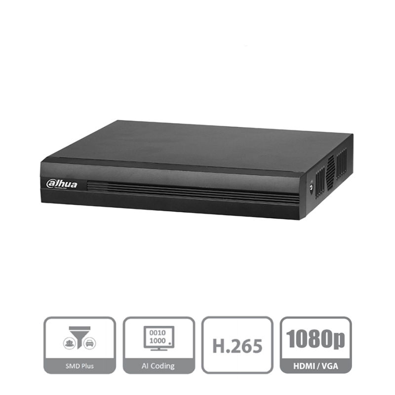 DAHUA XVR1B16-I - DVR de 16 Canales 1080p Lite/ WizSense/ Cooper-I/ H.265+/ 16 Canales+2IP o Hasta 18 Ch IP/ 8 Canales SMD Plus/ Búsqueda Inteligente (Humanos y Vehículos)/ Codificación Inteligente/ 1 Puerto Sata de hasta 6TB/ Smart Audio/
