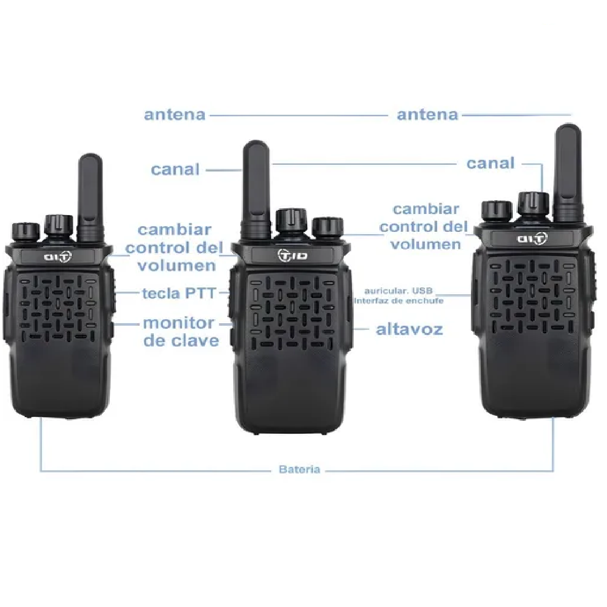 Set Radio Walkie Talkie Uhf De 16 Canales Recargable,