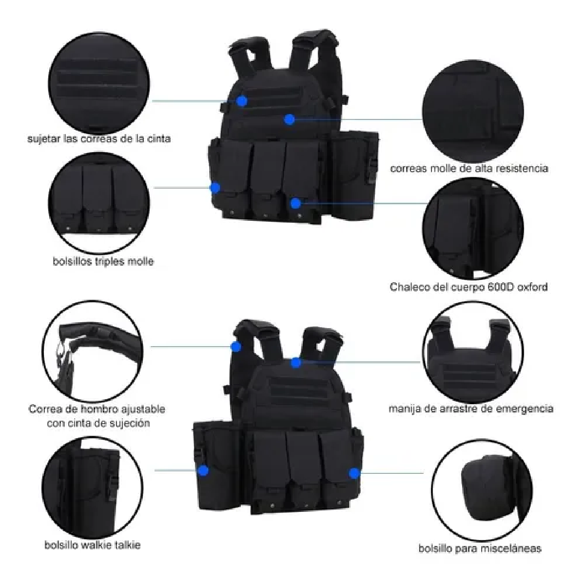 Chaleco Táctico Militar Para Airsoft, Negro