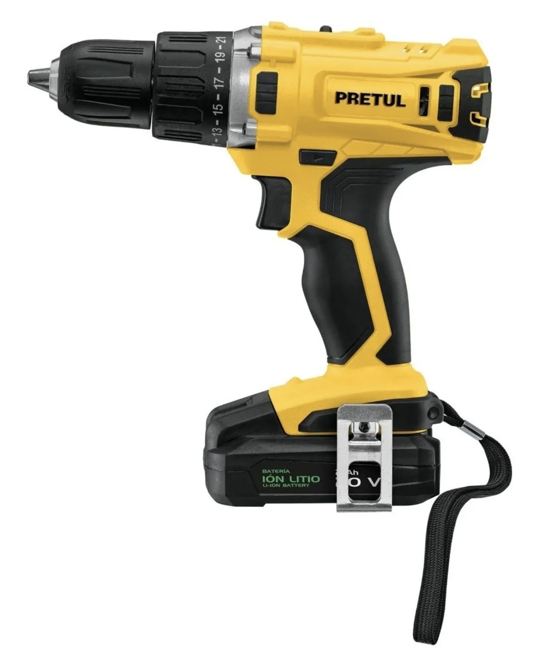 taladro inalambrico 1/2 pretul 20 volts ion litio