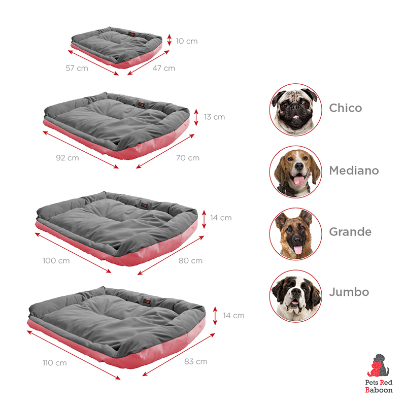 Camitas para Mascotas Modelo Plaicy, Cama para Perro Mediano Antiestrés Marca Pets Red Baboon