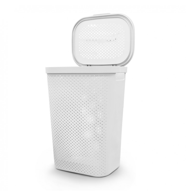 Cesto para ropa sucia con tapa canasta blanco 