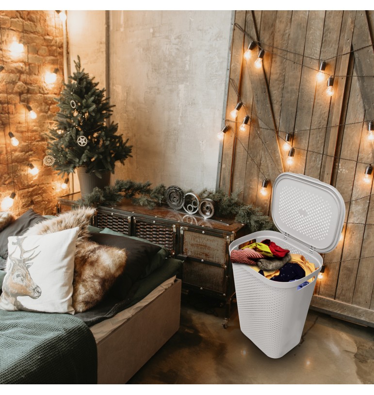 Cesto para ropa sucia con tapa canasta blanco 