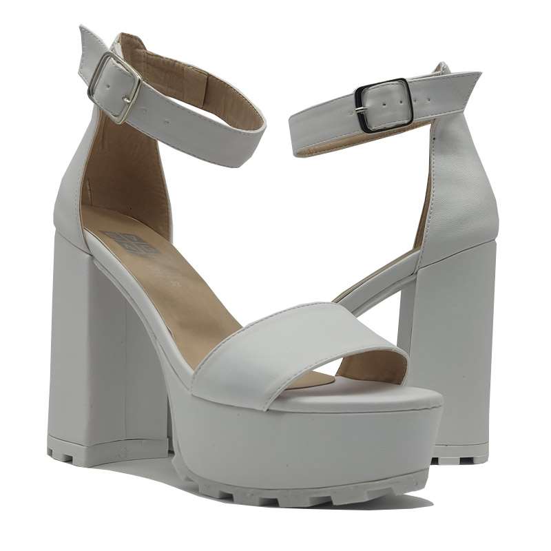 Tacones Zapatillas 1010  EVAG Blancas Chunky Altas Cómodas Mujer Fiesta Plataforma