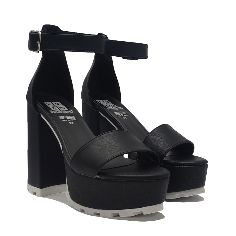 Tacones Zapatillas 1010 EVAG Negro Blanco Chunky Altas Cómodas Mujer Fiesta Plataforma