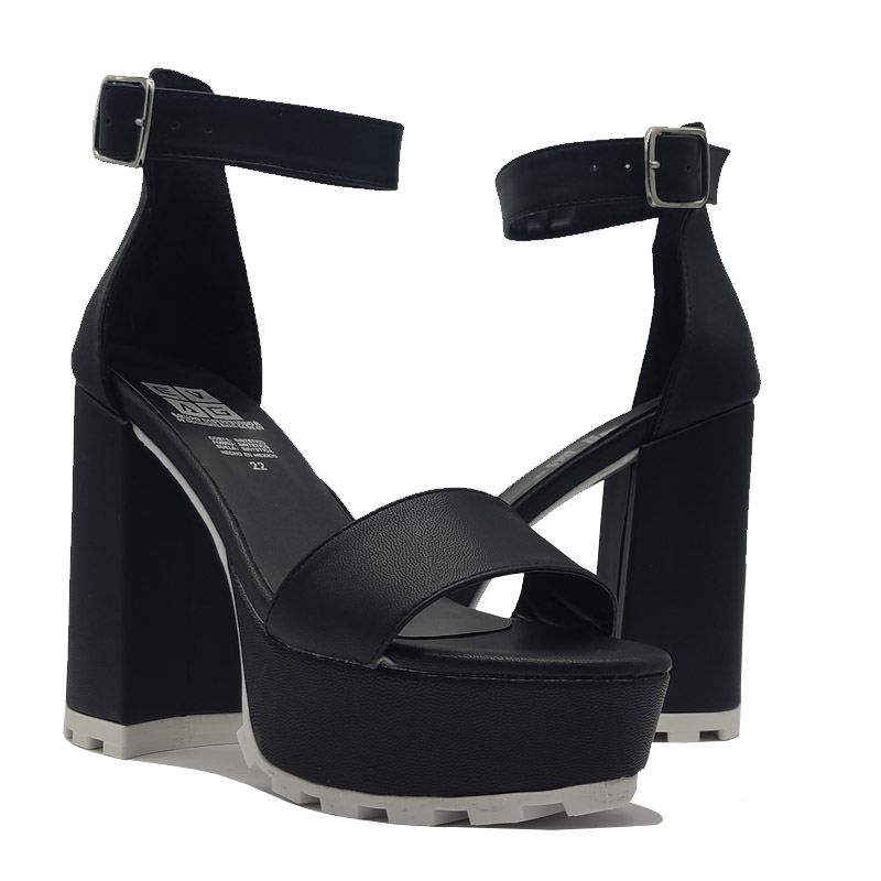 Tacones Zapatillas 1010 EVAG Negro Blanco Chunky Altas Cómodas Mujer Fiesta Plataforma