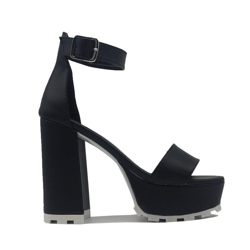 Tacones Zapatillas 1010 EVAG Negro Blanco Chunky Altas Cómodas Mujer Fiesta Plataforma