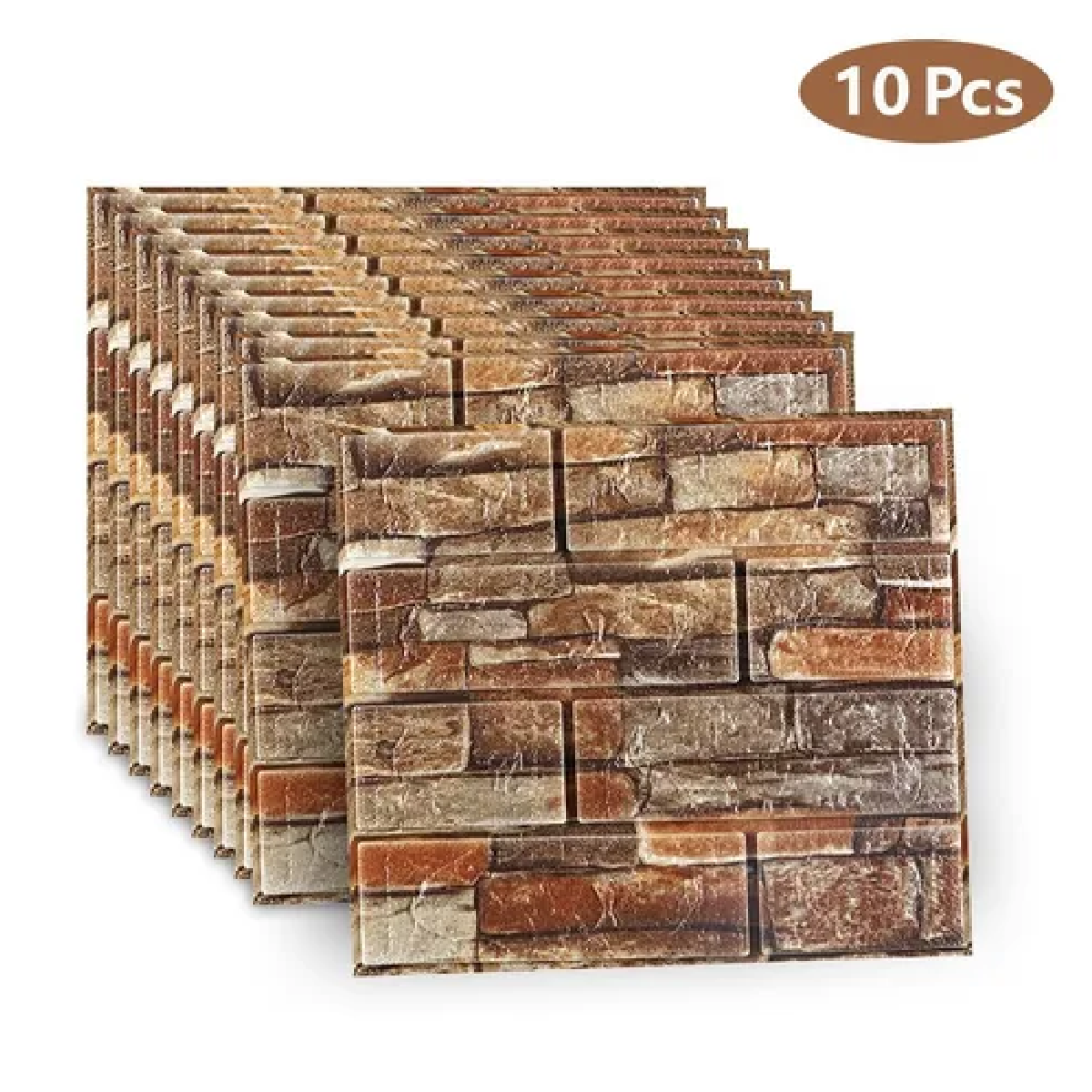 Juego Papel Tapiz Adhesivo Diseño Ladrillo 3d De 35x30 Cm P/pared