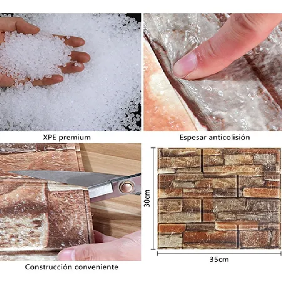 Juego Papel Tapiz Adhesivo Diseño Ladrillo 3d De 35x30 Cm P/pared