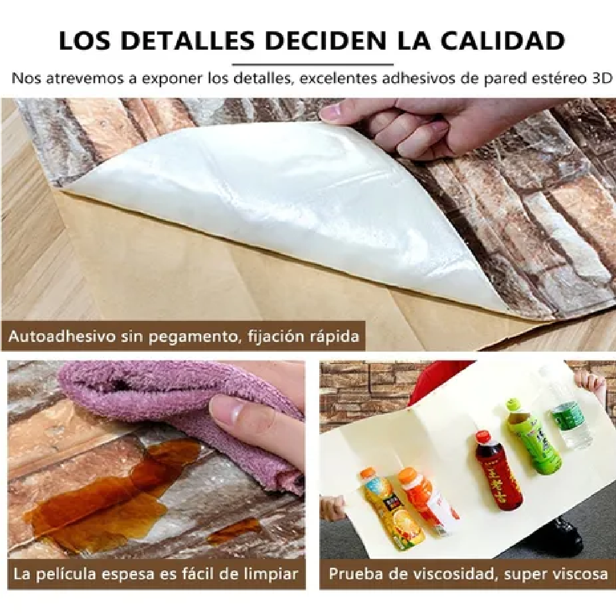 Juego Papel Tapiz Adhesivo Diseño Ladrillo 3d De 35x30 Cm P/pared