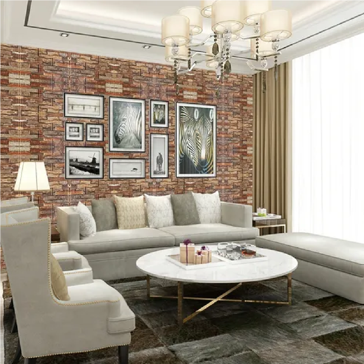 Juego Papel Tapiz Adhesivo Diseño Ladrillo 3d De 35x30 Cm P/pared