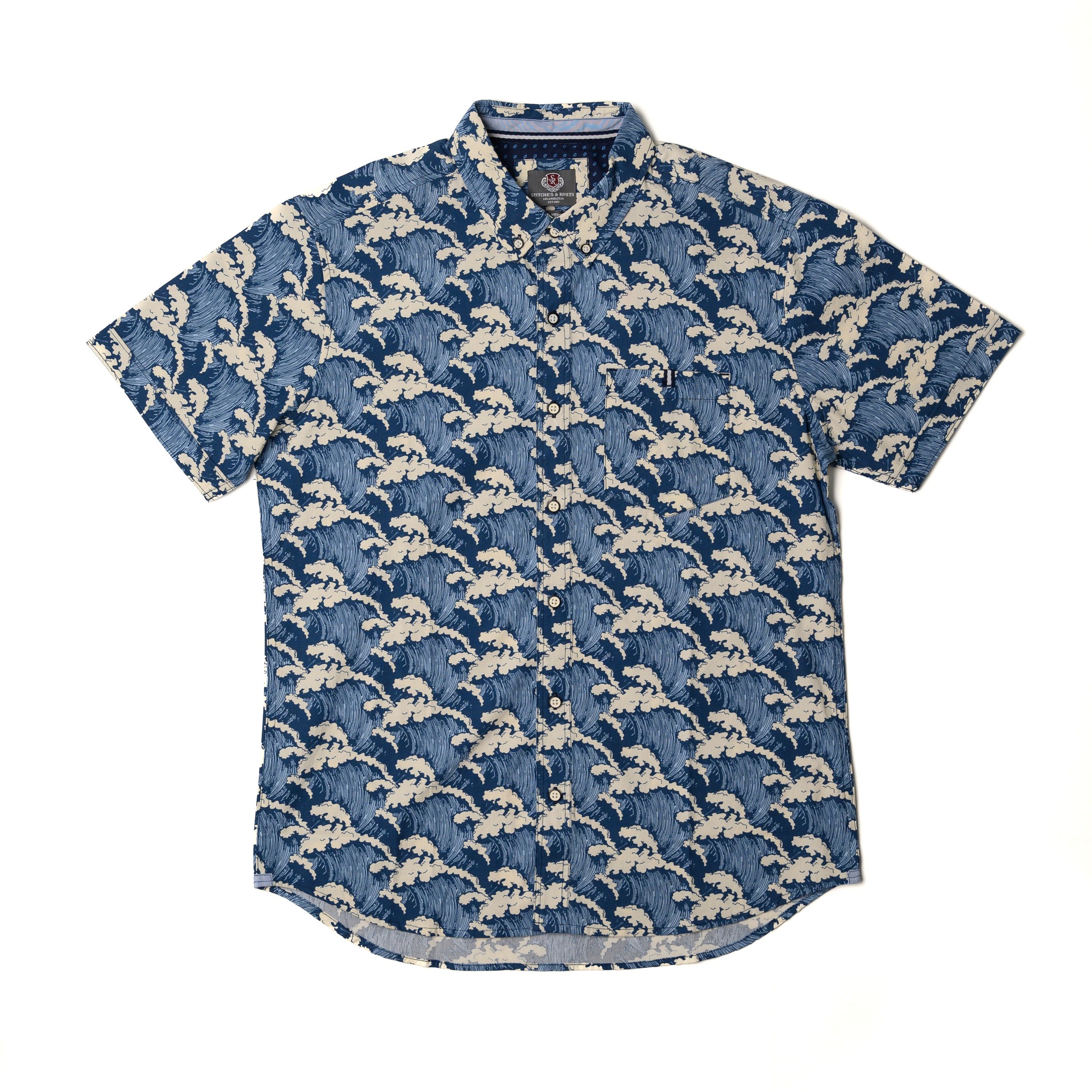 Camisa Manga Corta Stitches & Rivets - Estampado de olas