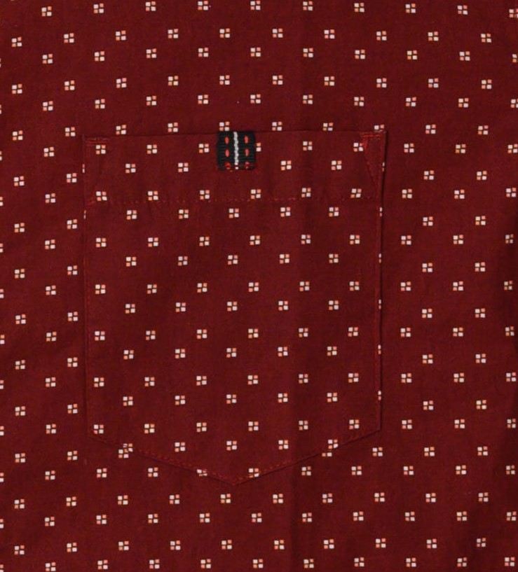 Camisa Manga Corta Rojo Vino Estampada con detalles en blanco - Stitches & Rivets