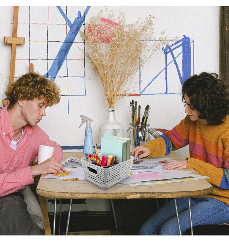 Canasta de almacenamiento multiusos organizador de plástico con asas 6 piezas