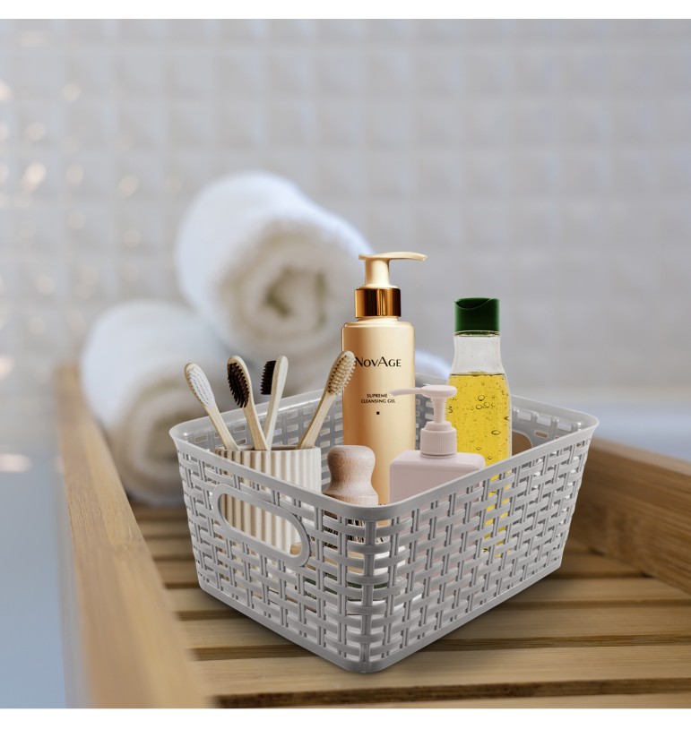 Canasta de almacenamiento multiusos organizador de plástico con asas 6 piezas