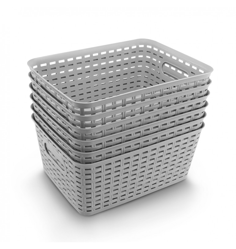 Canasta de almacenamiento multiusos organizador de plástico con asas 6 piezas