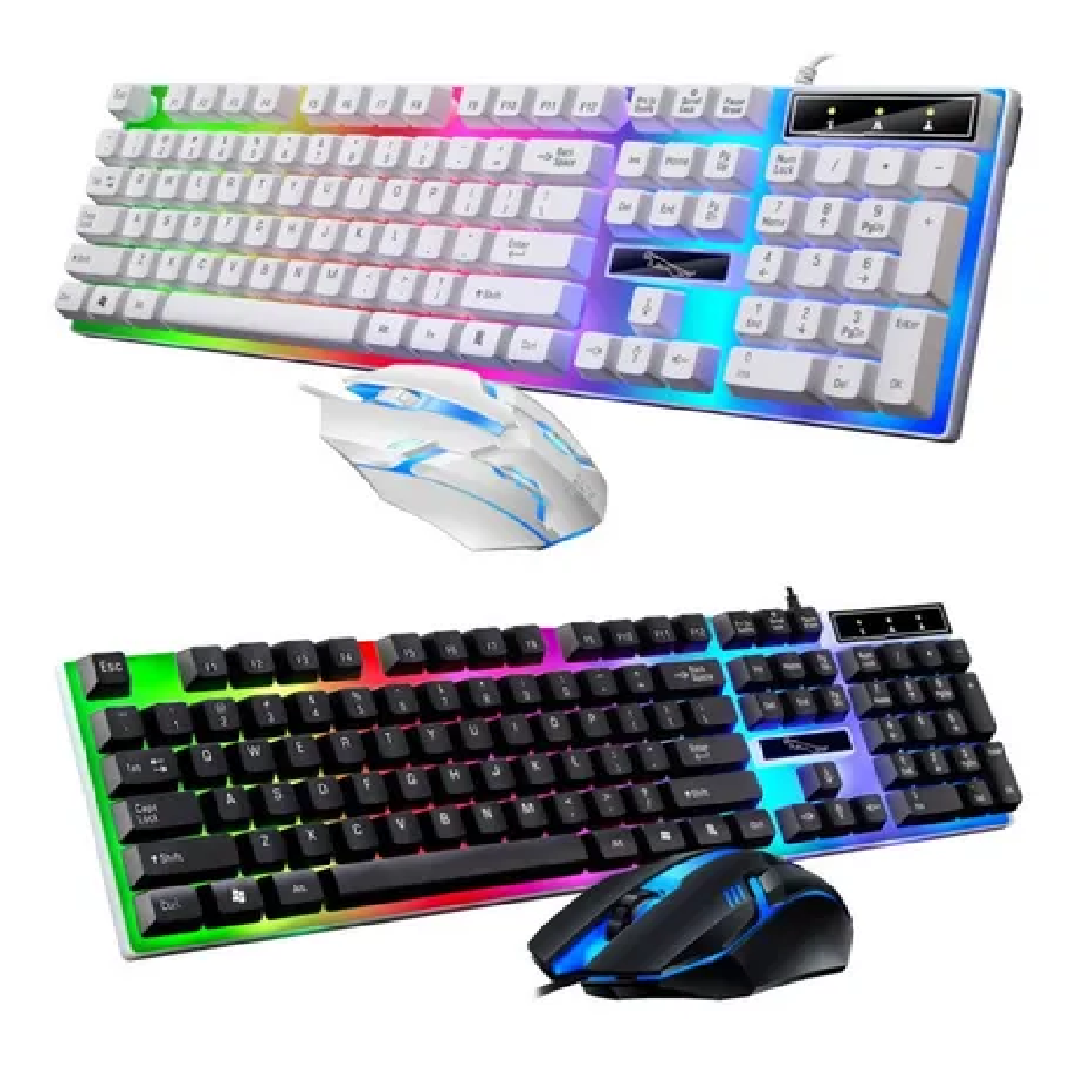 Kit Teclado Mouse Gamer Luz Rgb Led Usb Alambrico Negro
