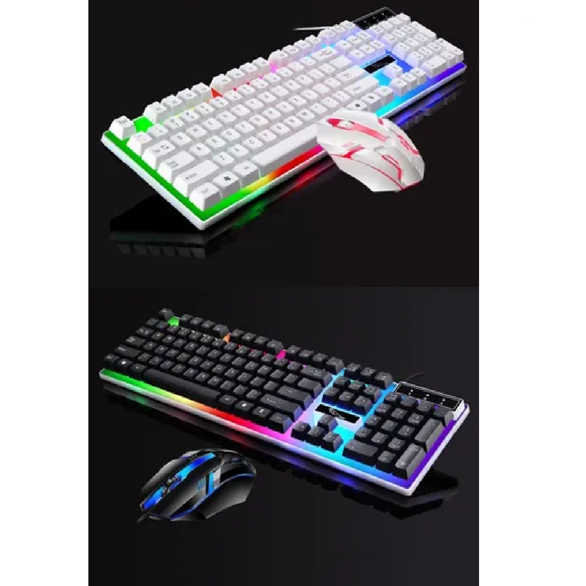 Kit Teclado Mouse Gamer Luz Rgb Led Usb Alambrico Negro