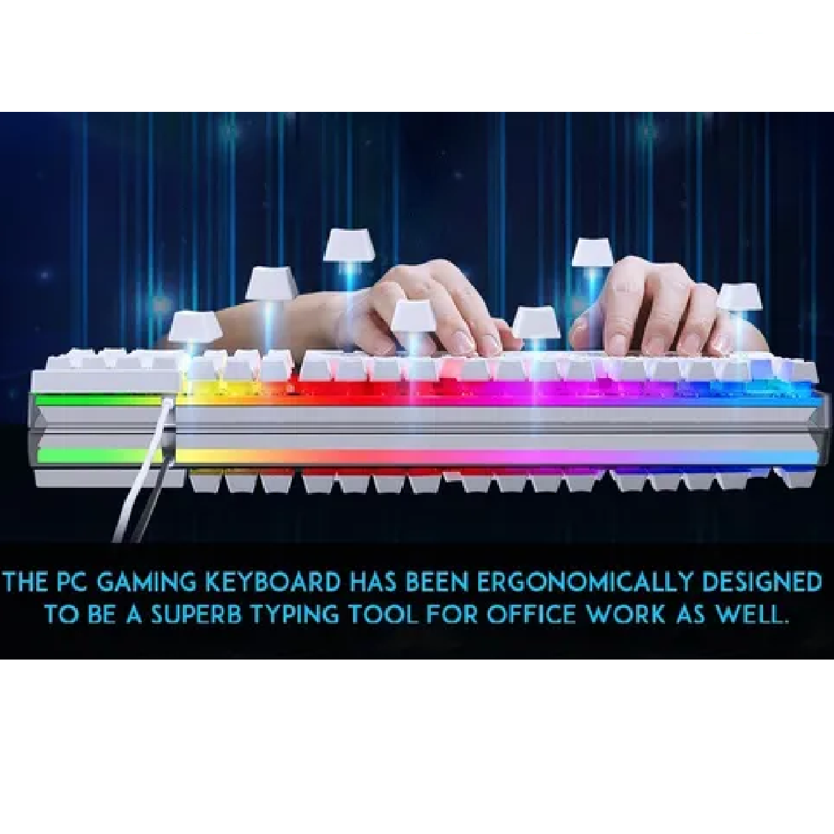 Kit Teclado Mouse Gamer Luz Rgb Led Usb Alambrico Blanco