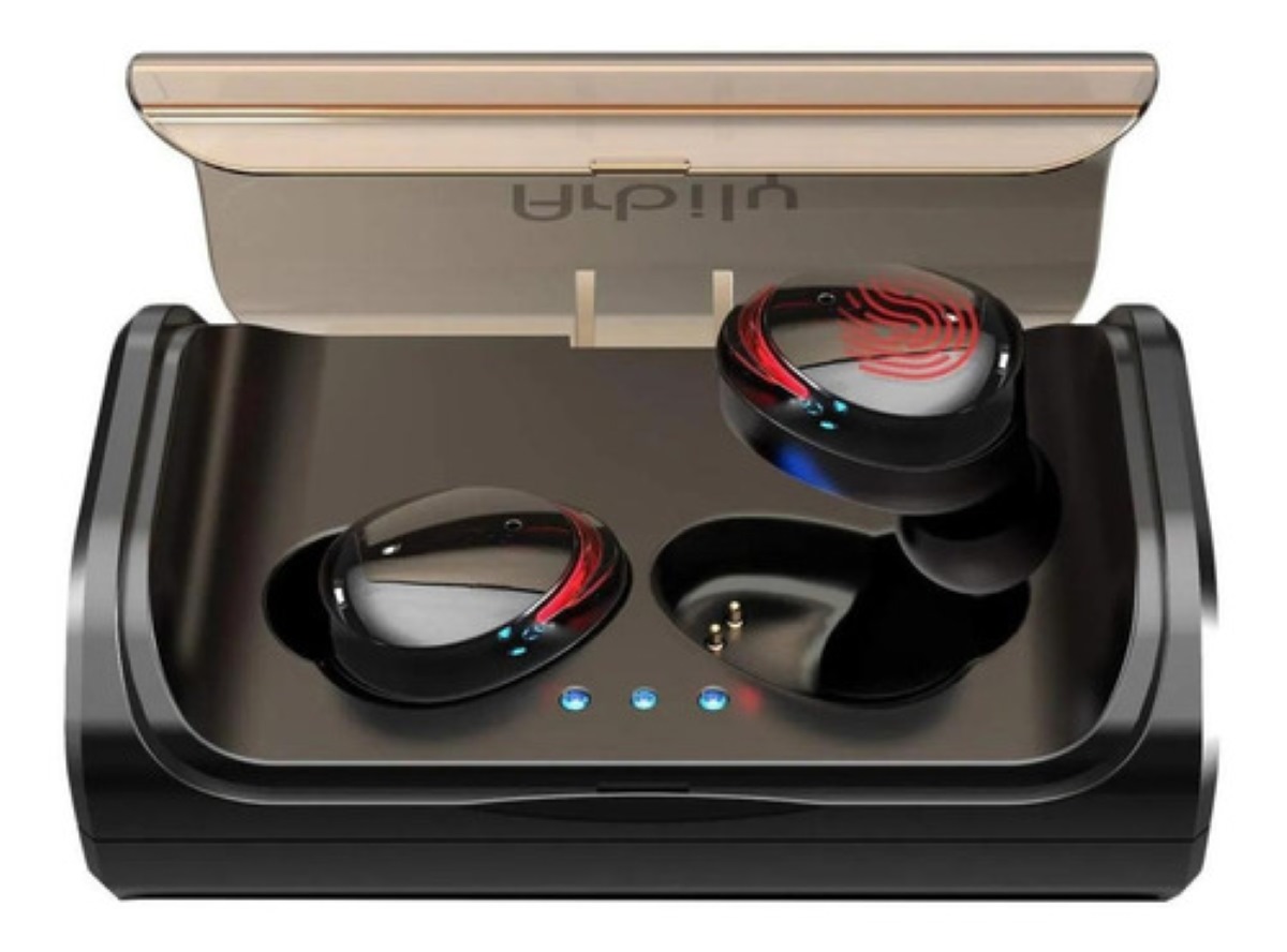 Audífonos in-ear inalámbricos Arbily T8 negro con luz rojo LED