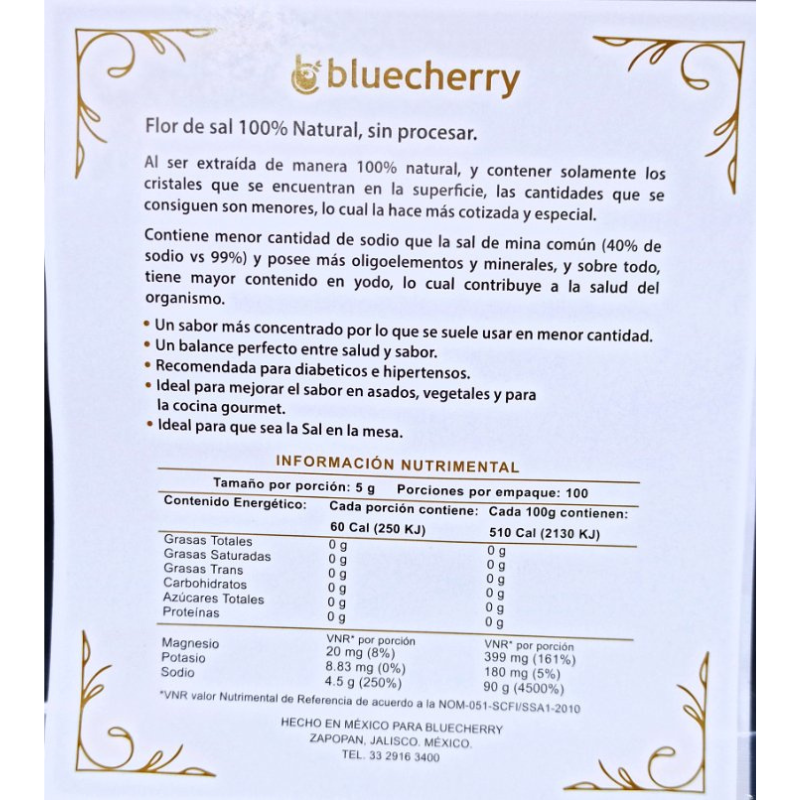 Flor De Sal Premium Gourmet Baja En Sodio Orgánica 1000 Gr