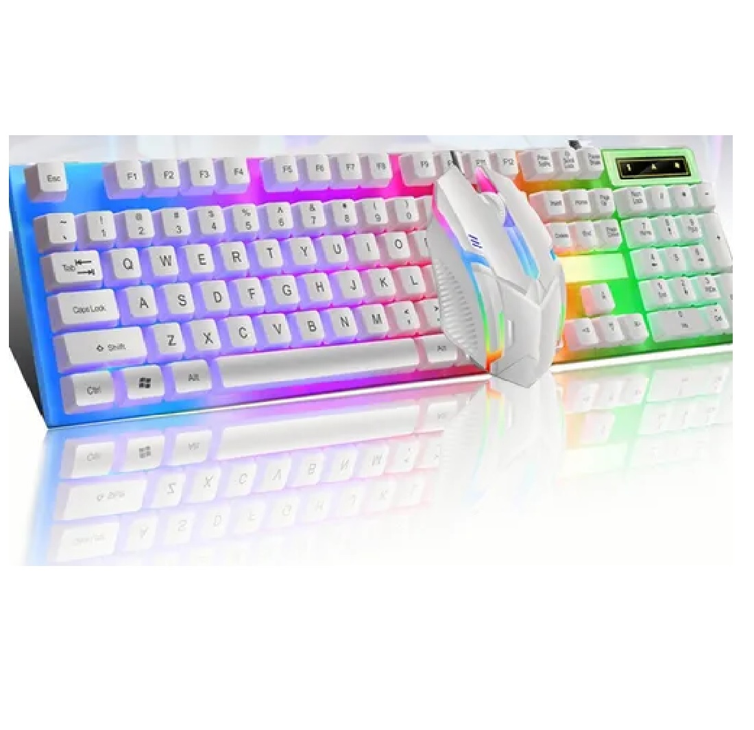 Kit Teclado Mouse Gamer Profesional Retroilumin Usb Blanco
