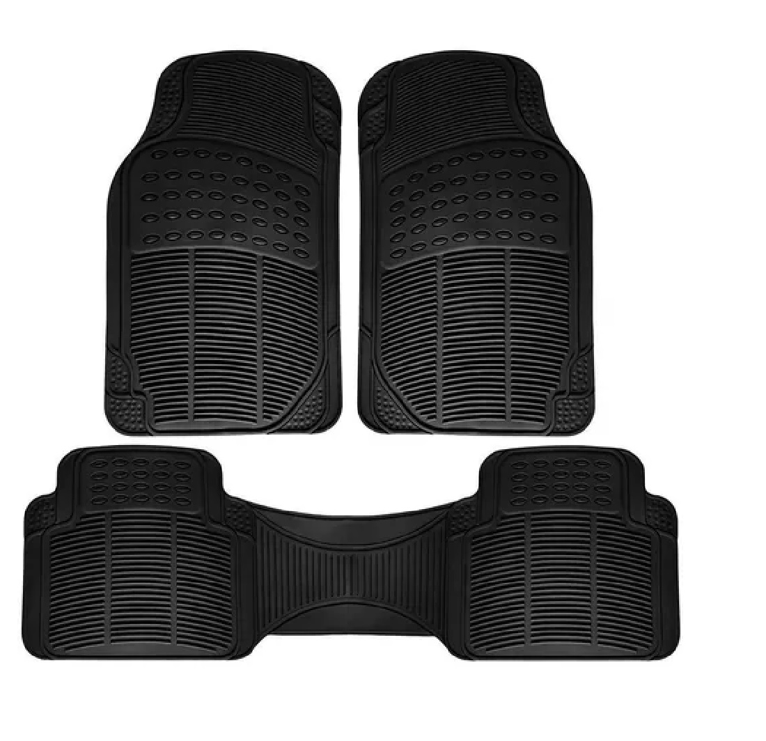 Kit Tapete 3 Piezas Uso Rudo Autos Y Camionetas Universal Negro