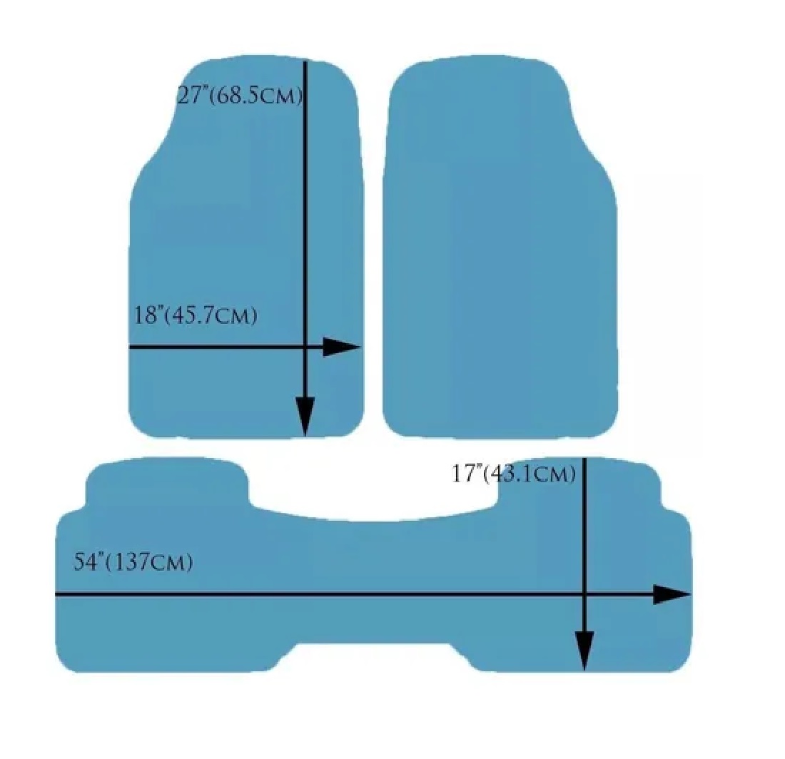 Kit Tapete 3 Piezas Uso Rudo Autos Y Camionetas Universal Negro