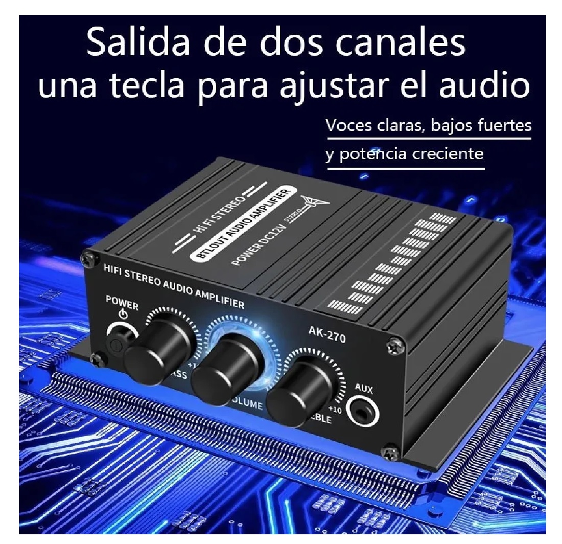 AK170 Coche Mini amplificador HIFI Audio DC 12V