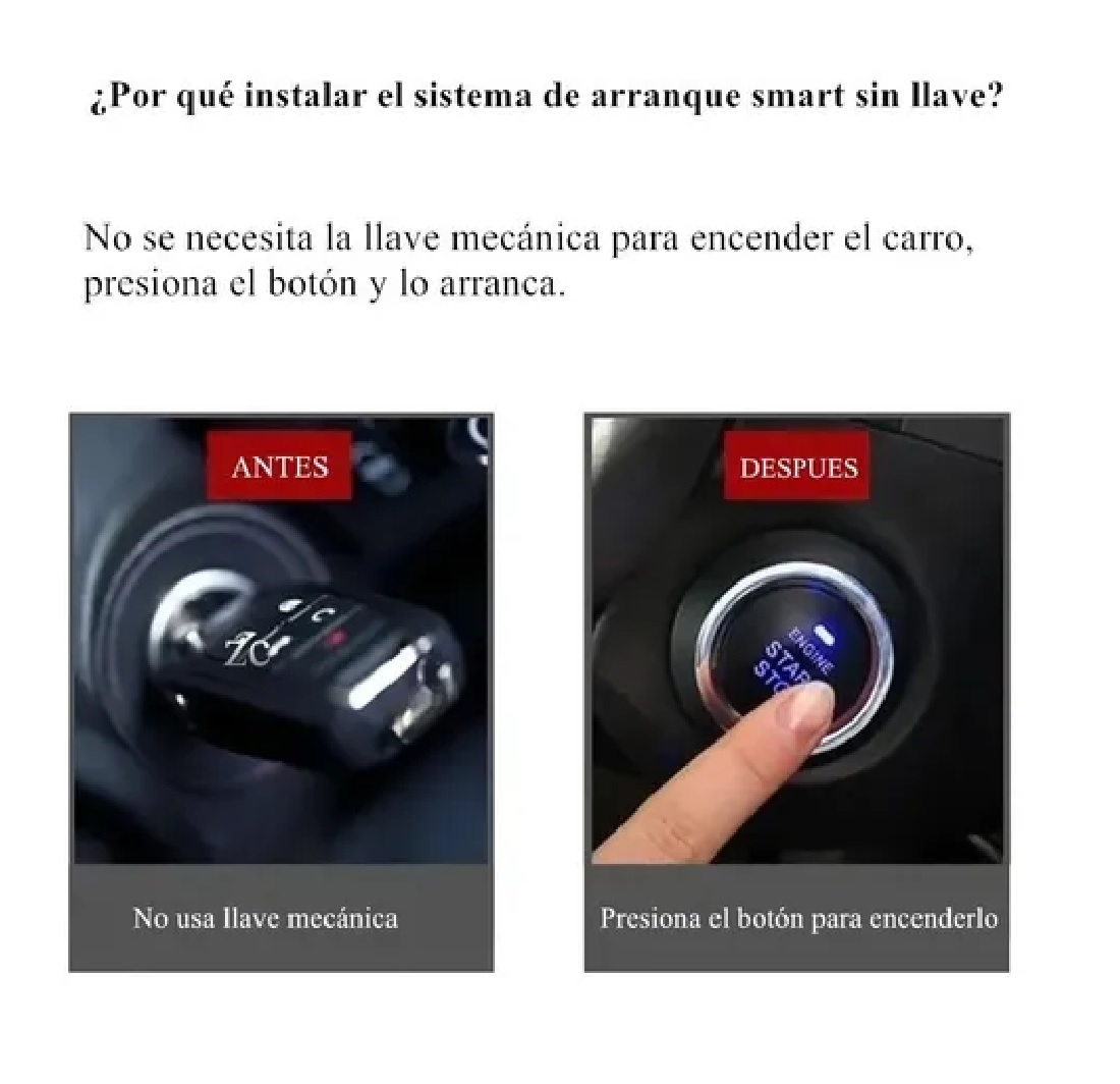  Botón Encendido Arranque Antirobo Start Sin Llave Rfid Auto