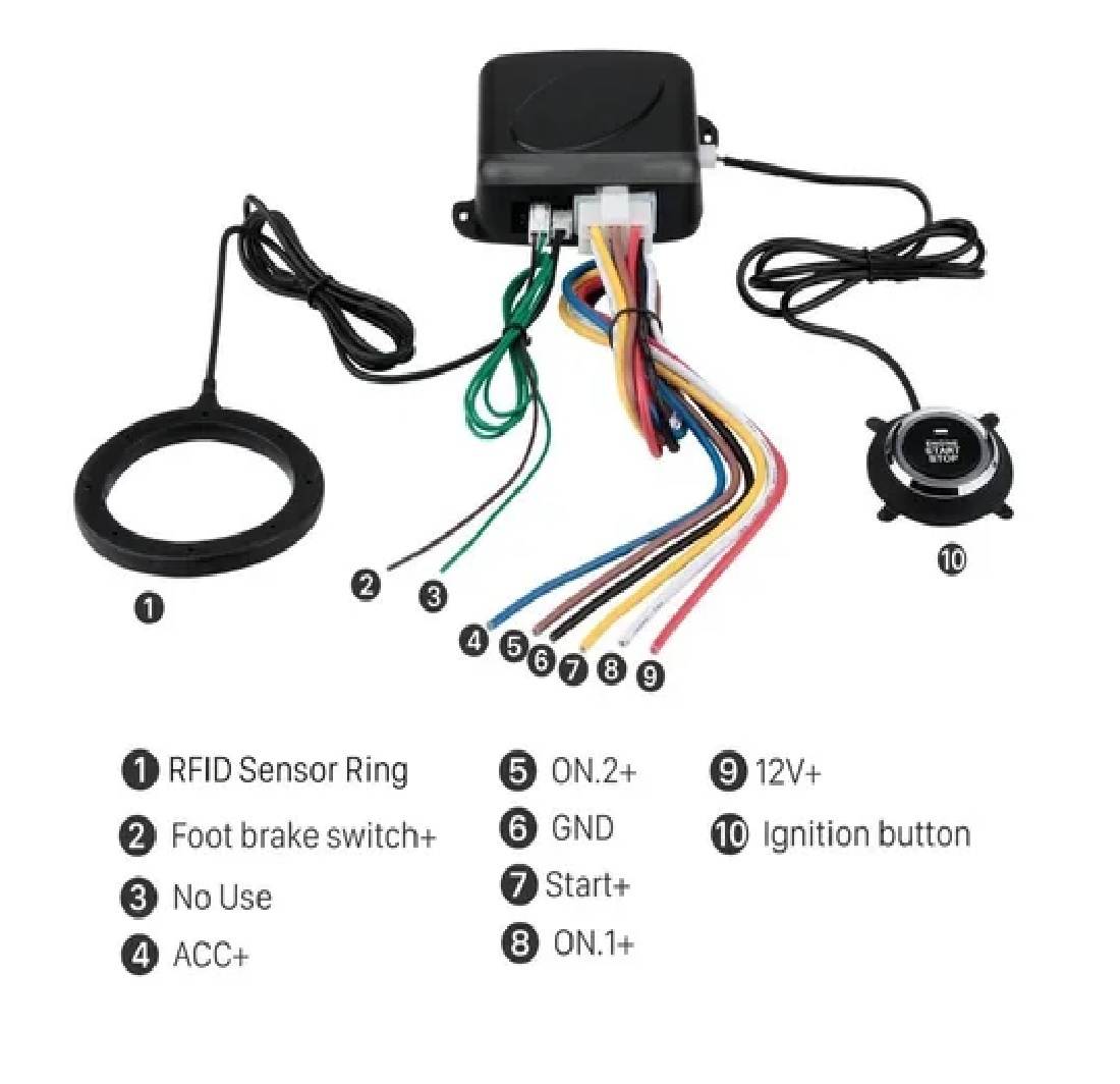  Botón Encendido Arranque Antirobo Start Sin Llave Rfid Auto