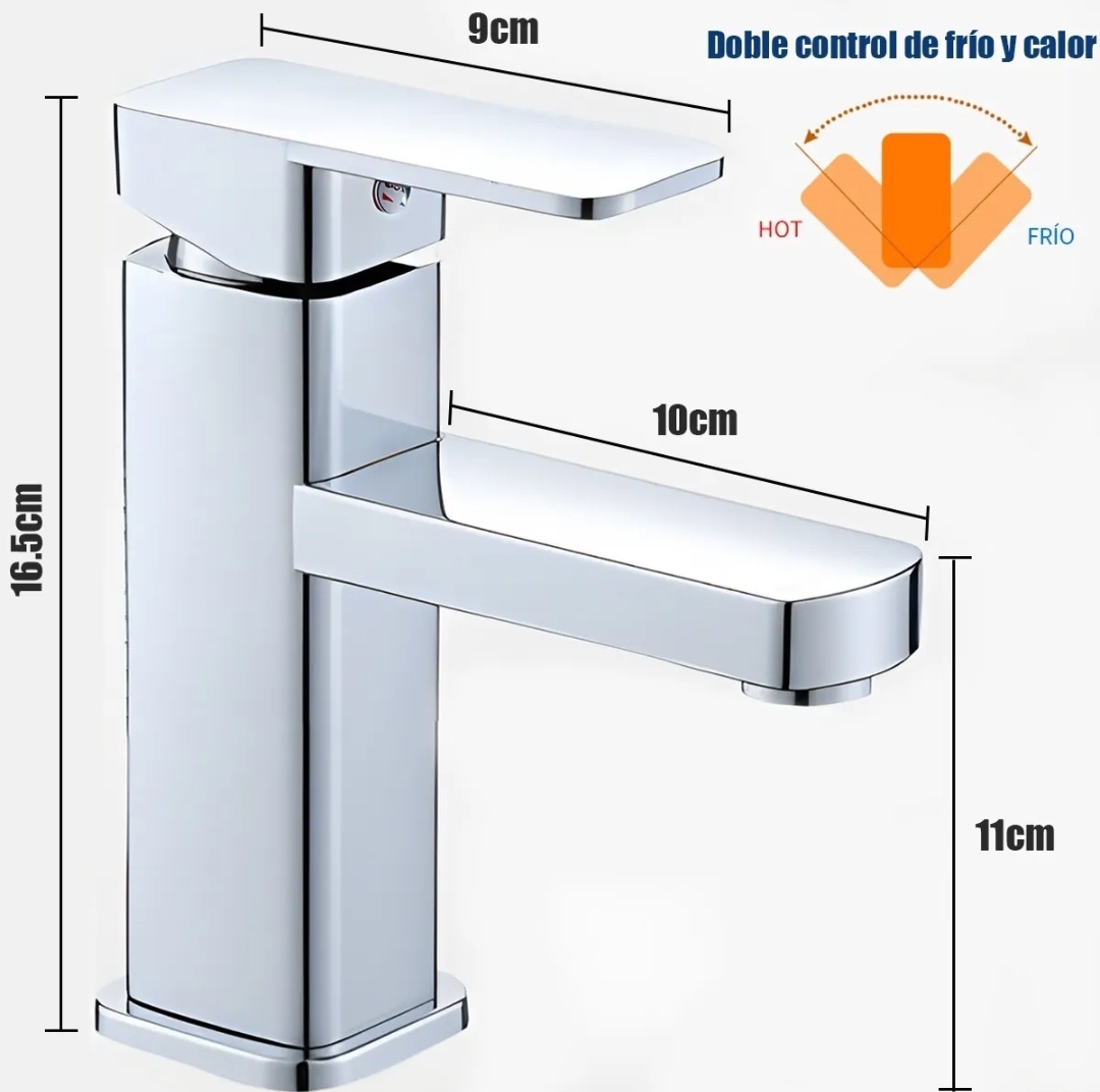 Grifo Baño Llave Monomando Fregadero Mezcladora Inoxidable color plateado