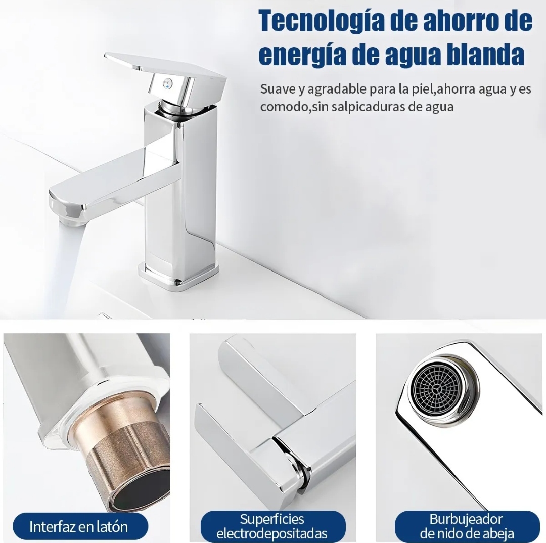 Grifo Baño Llave Monomando Fregadero Mezcladora Inoxidable color plateado