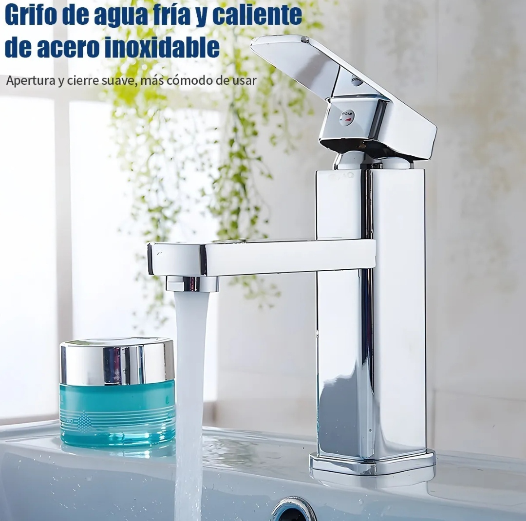 Grifo Baño Llave Monomando Fregadero Mezcladora Inoxidable color plateado