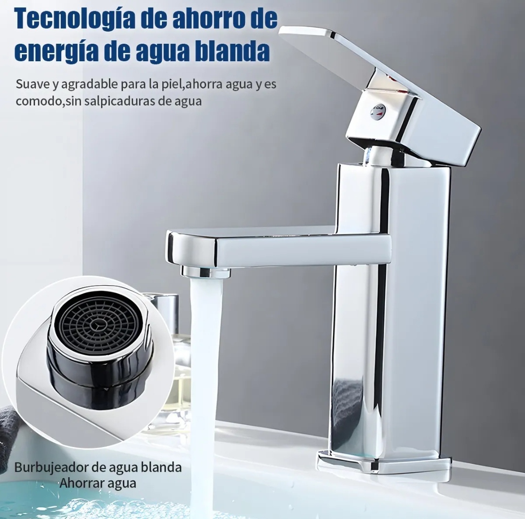 Grifo Baño Llave Monomando Fregadero Mezcladora Inoxidable color plateado