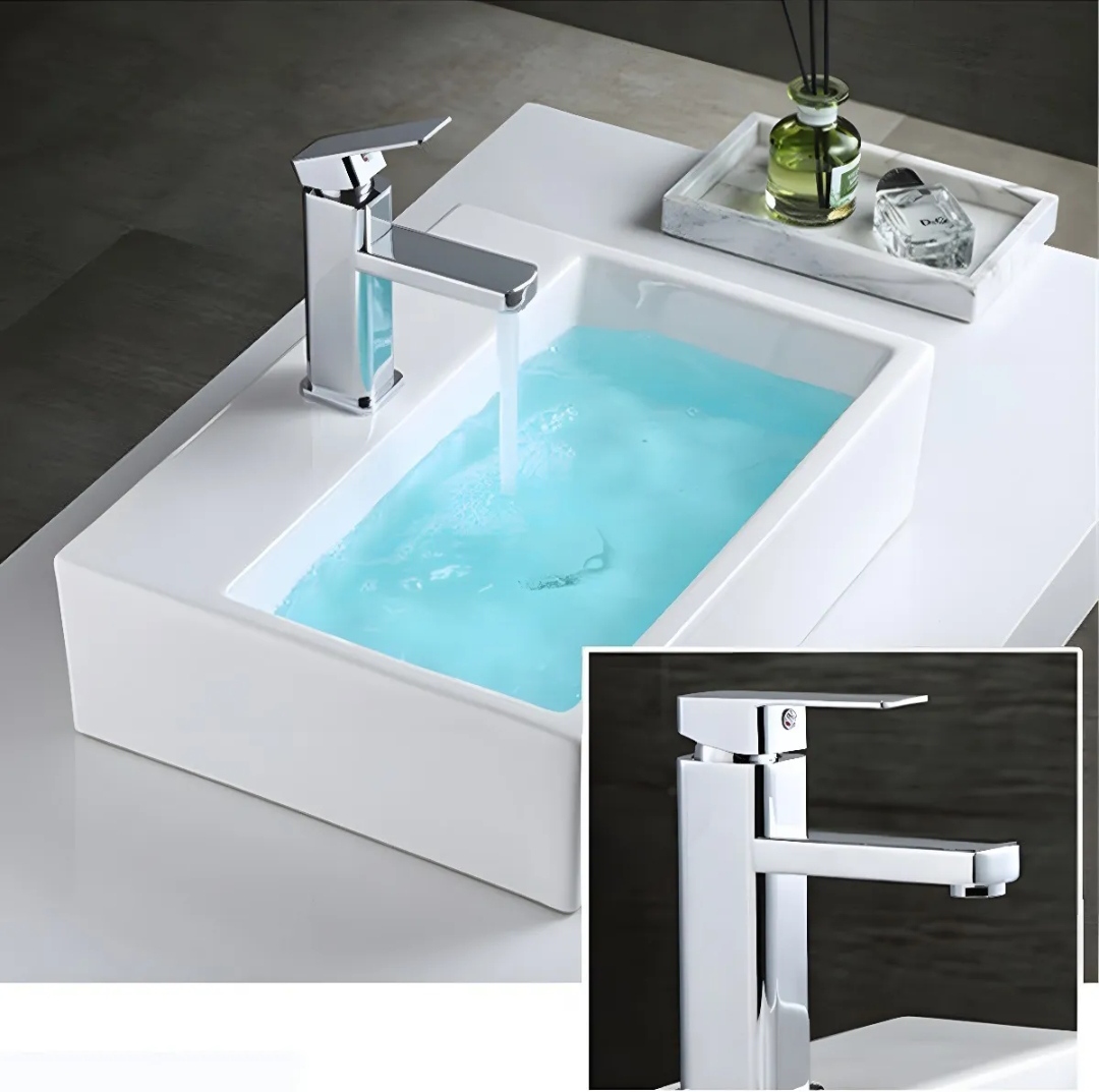 Grifo Baño Llave Monomando Fregadero Mezcladora Inoxidable color plateado