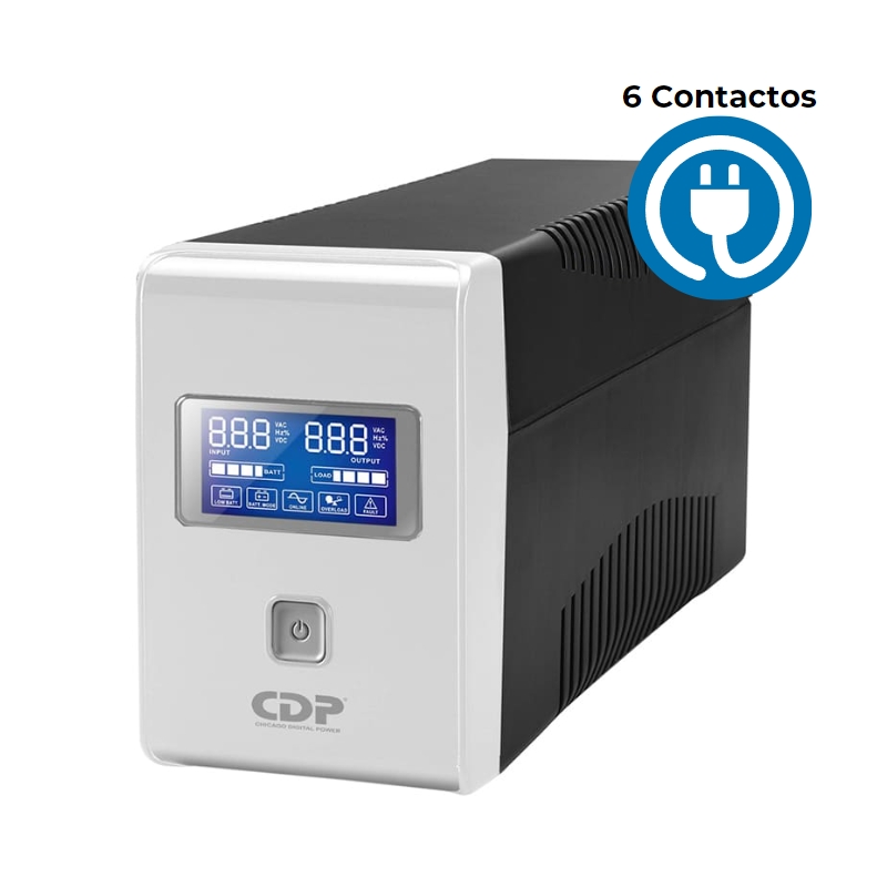 No Break de 1000VA/500W, CDP R-SMART1010, 6 Contactos, pantalla LCD