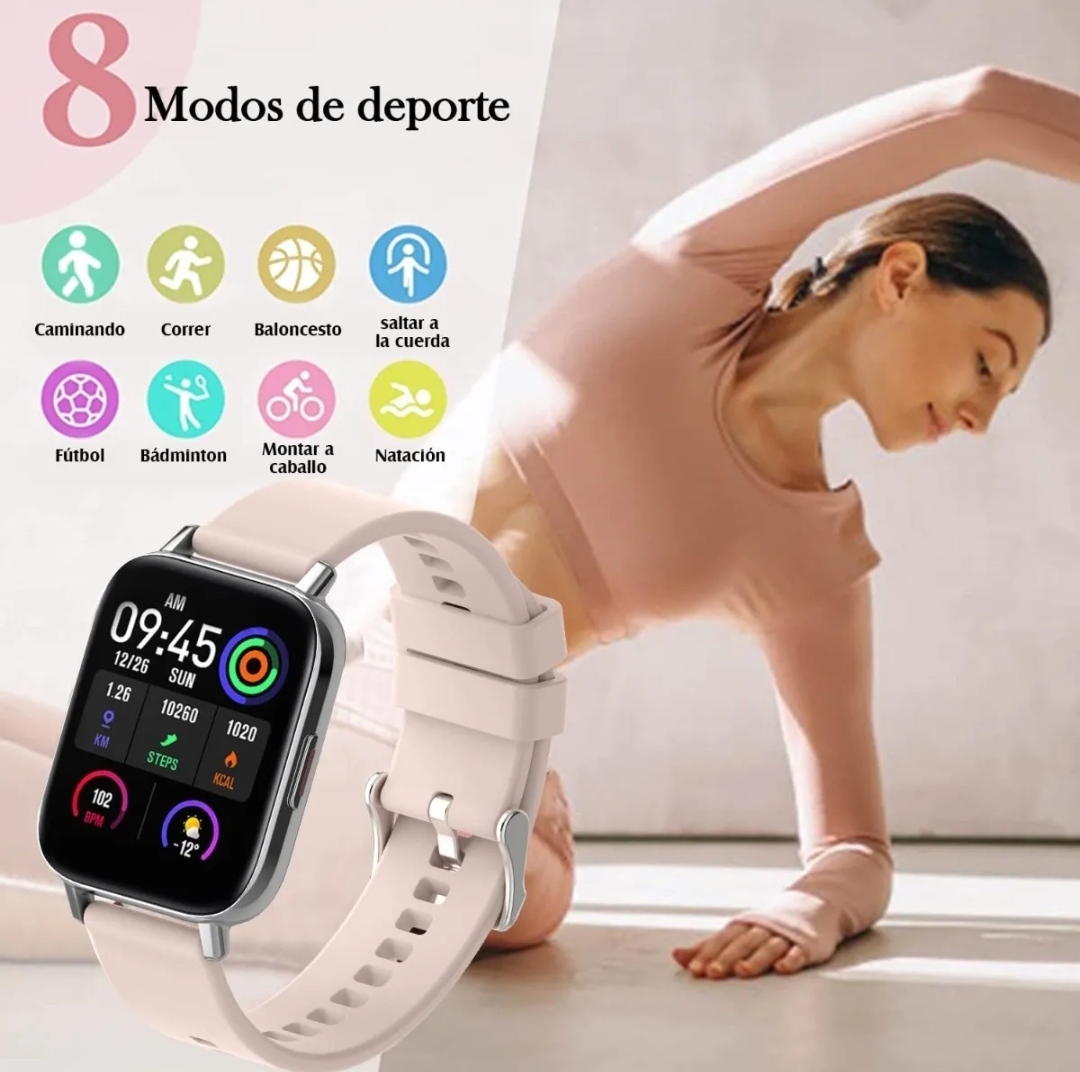Hisemy H02 1.69'' Smartwatch, Reloj Inteligente Para Mujer Con Llamad Rosa