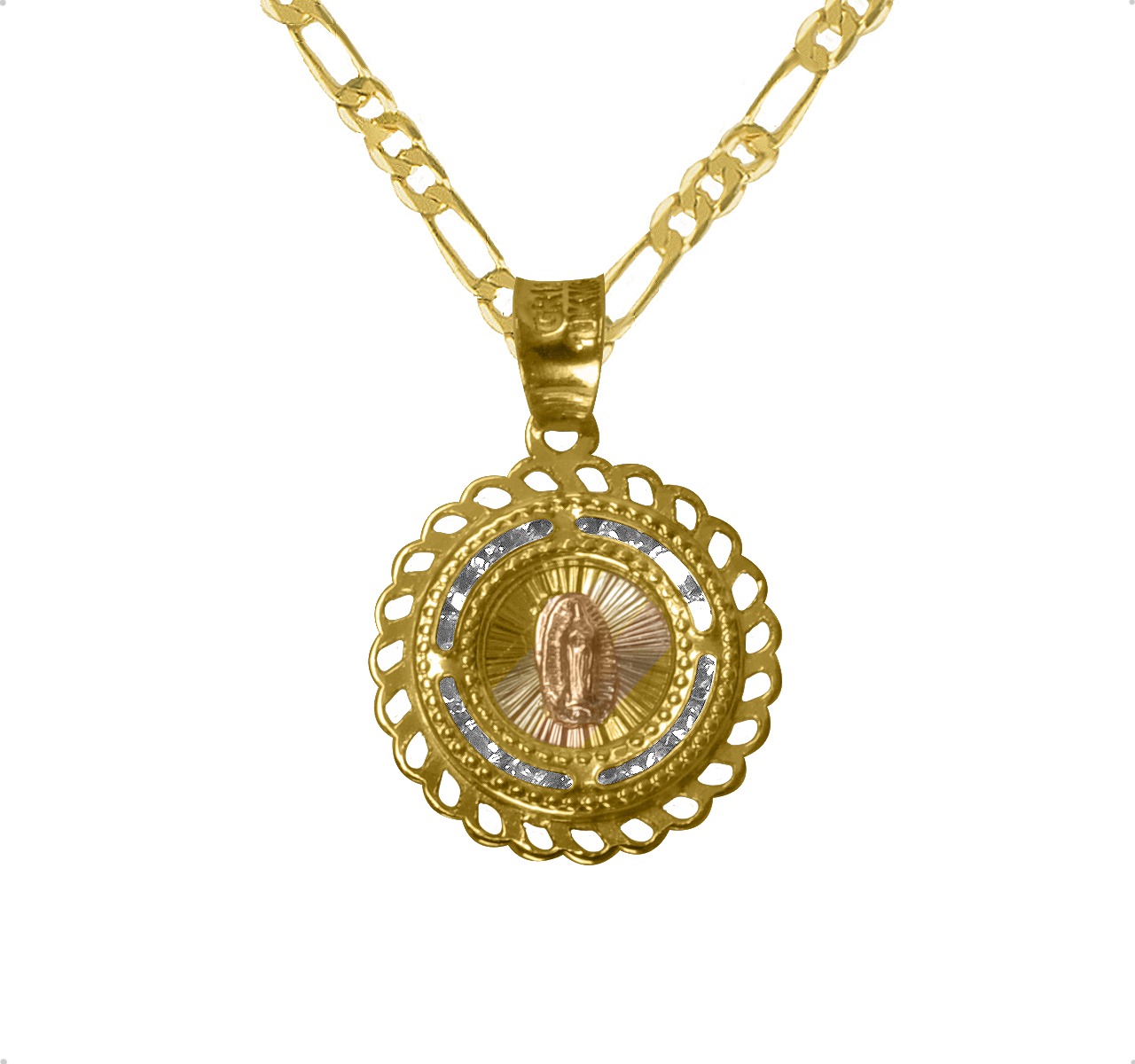 Medalla Virgen De Guadalupe | Oro Sólido 10k + Cadena 