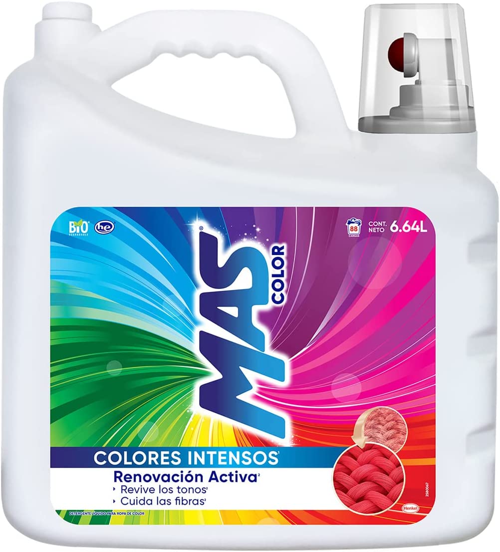 Detergente Líquido MAS Color; Colores Intensos 6.64 LITROS
