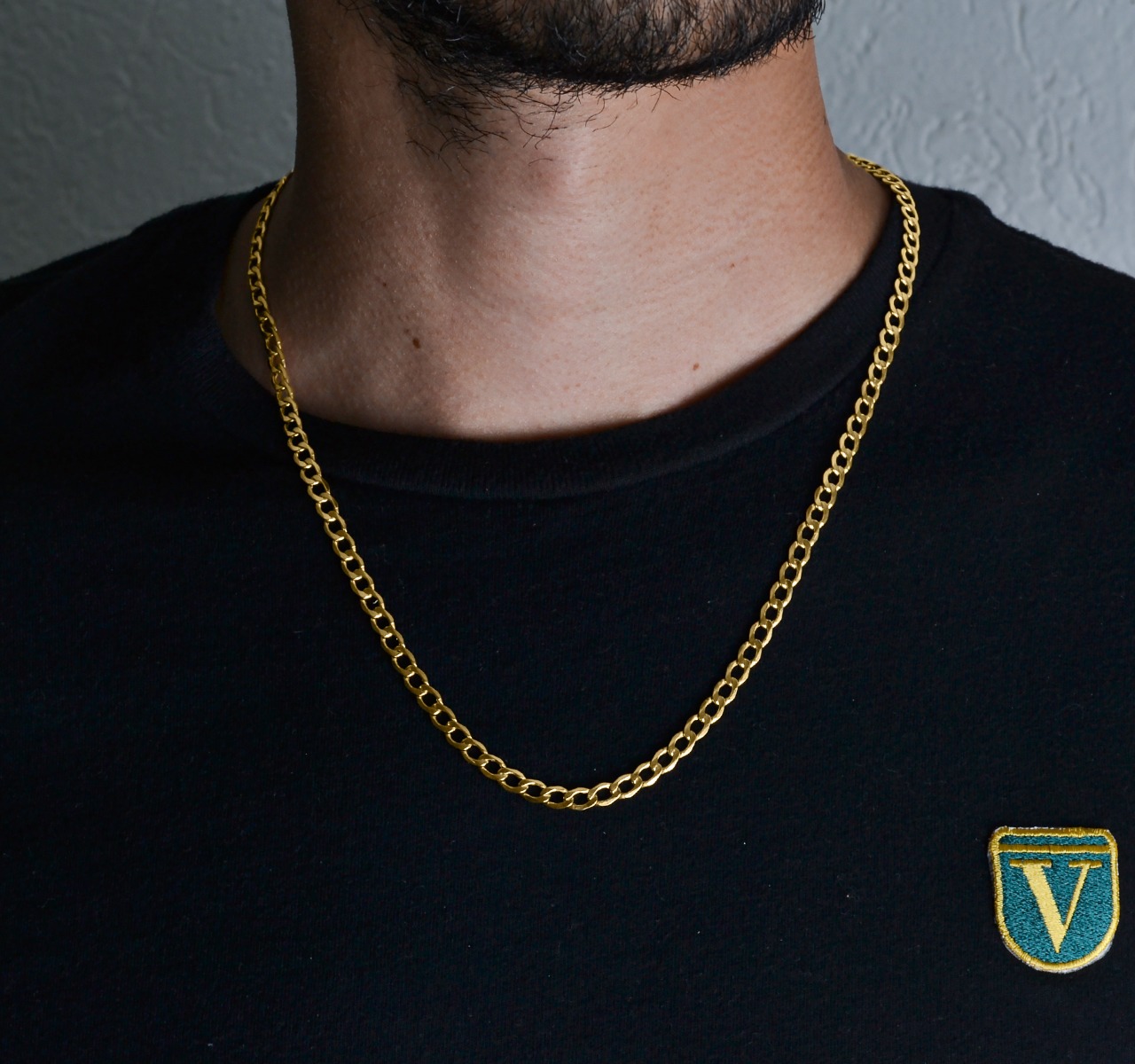 Cadena Barbada Italiana Oro 10k Cubana 55cm - 4.8mm + Regalo