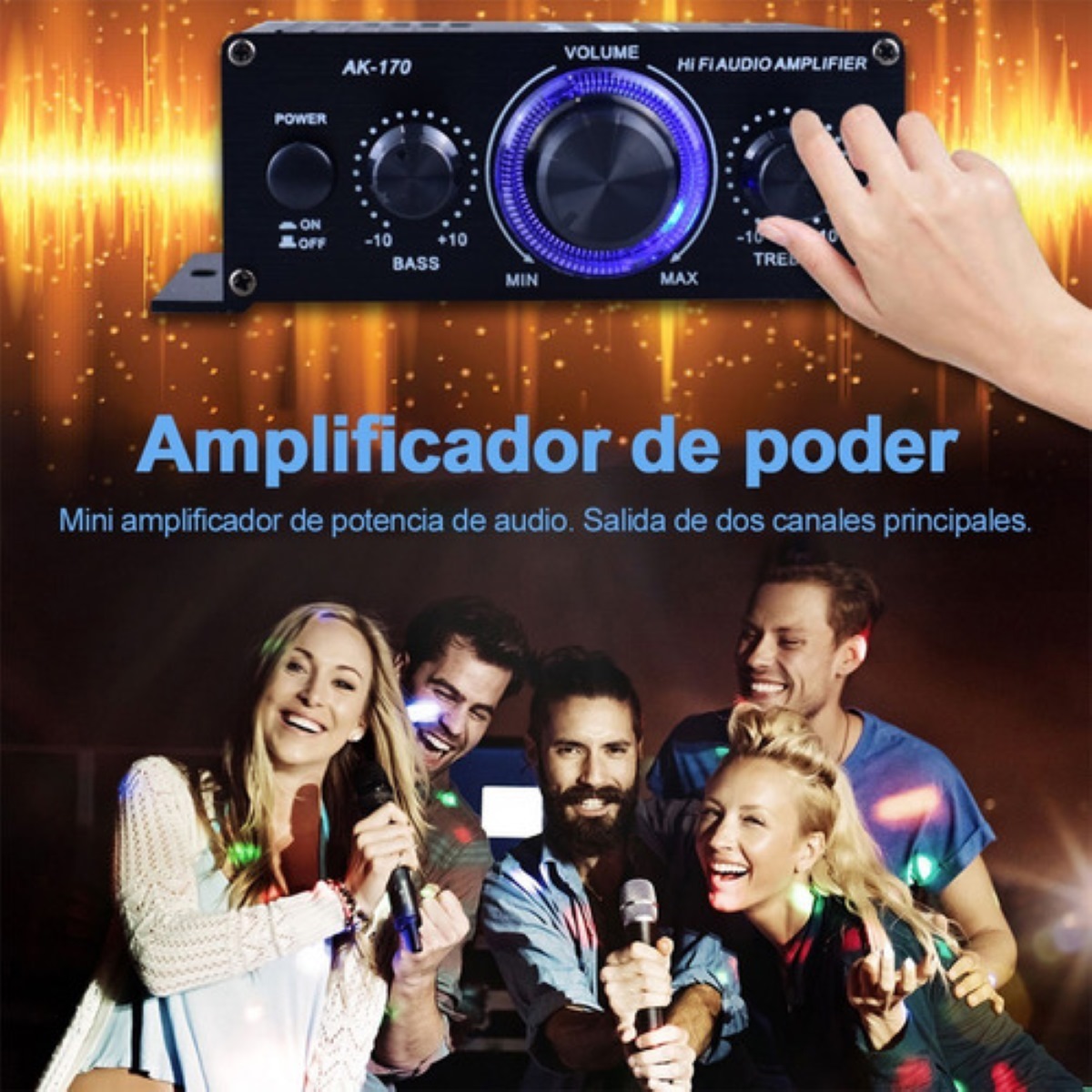 AK170 Coche Mini amplificador HIFI Audio DC 12V