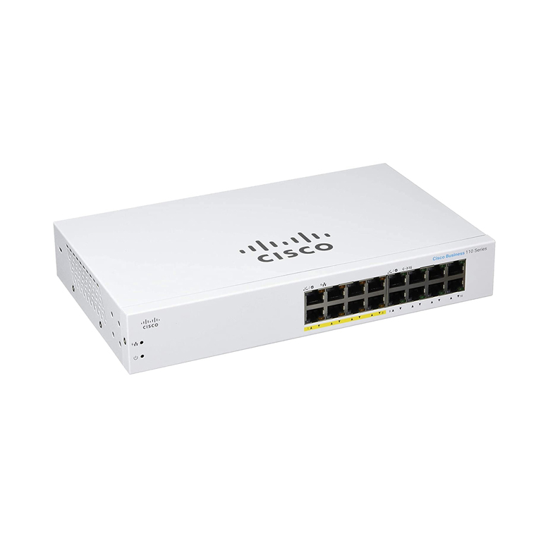 Switch Cisco Gigabit Ethernet Business 110, 16 Puertos 10-100-1000Mbps, 32 Gbits, 8000 Entradas - No Administrable